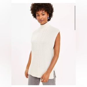 NWT Loft Cable Cap Mock Neck Sweater